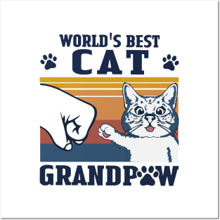 Father's Day Retro World's Best Cat Grandpaw Posters and Art